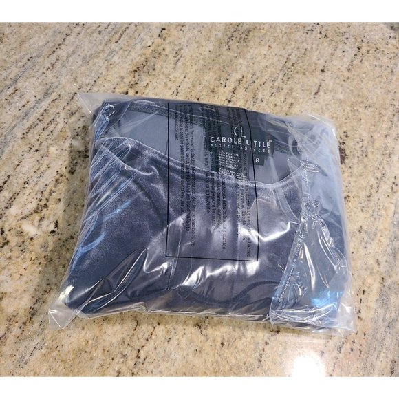 Vtg 80's 90's Carole Little Size 8 Petite Gray Velour Dress Embellished Sleeve - Picture 12 of 12